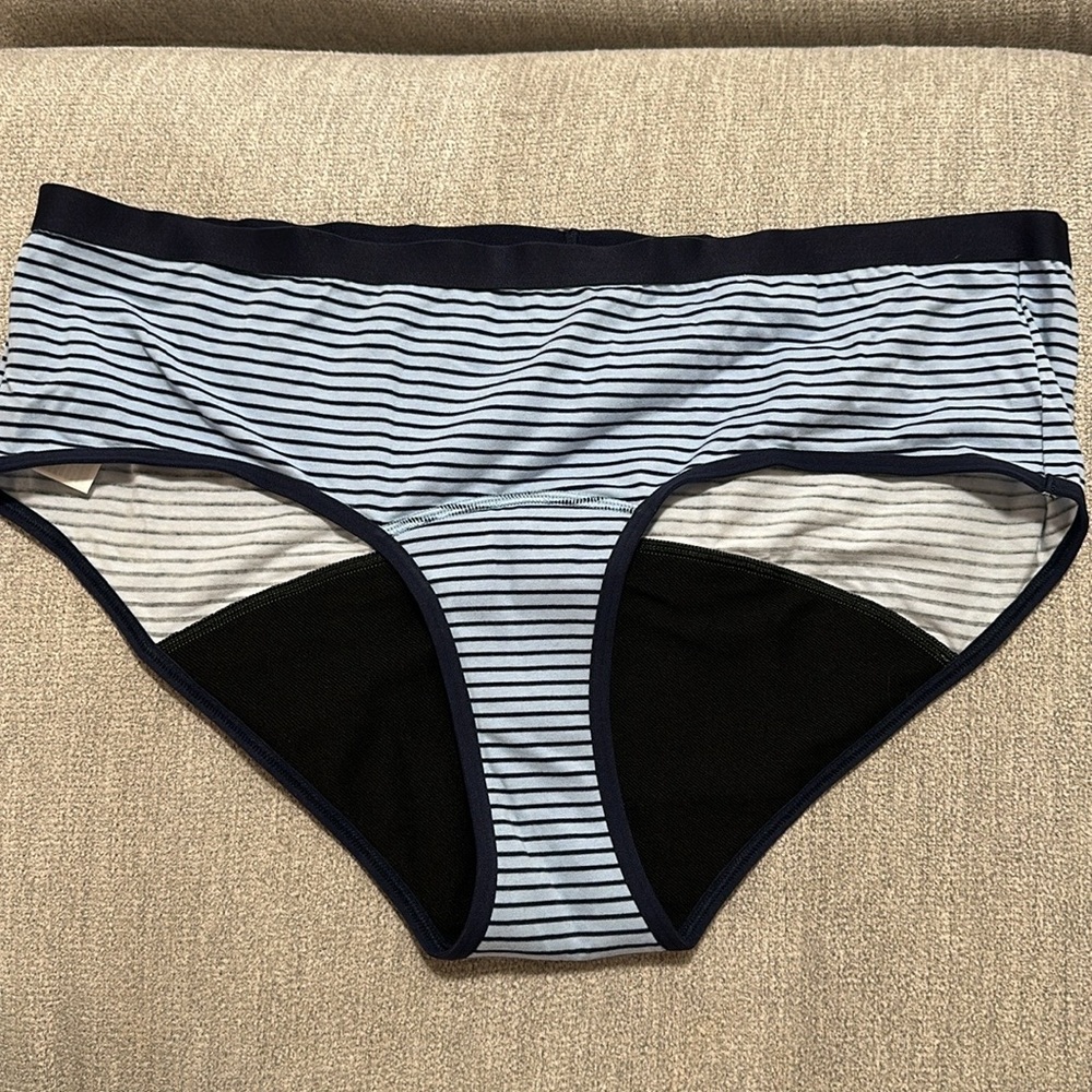 Blue/white stripped woman’s period pantie, size XL. BRAND NEW